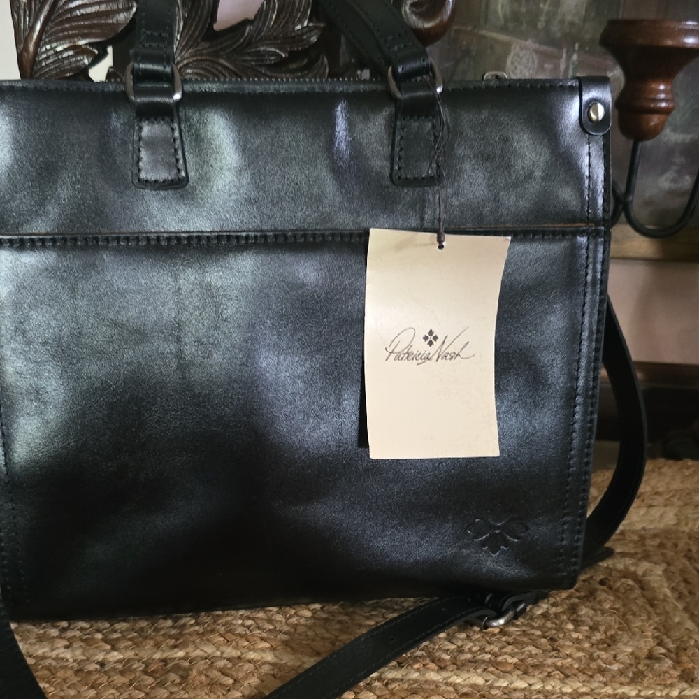 Patricia Nash Black Floral Embossed Leather Tote Shoulder Bag - Picture 6 of 12